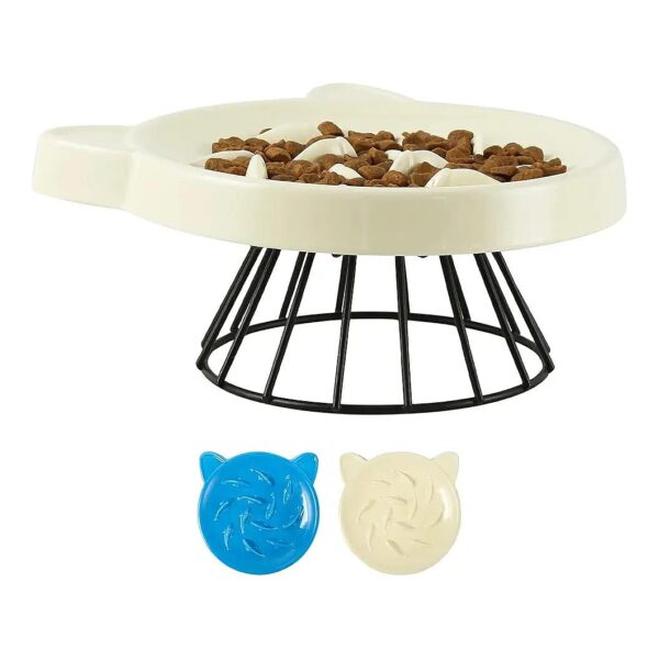 Raised Ceramic Cat Food Bowl with Stand, Ideal for Medium and Small Breed Cats and Dogs