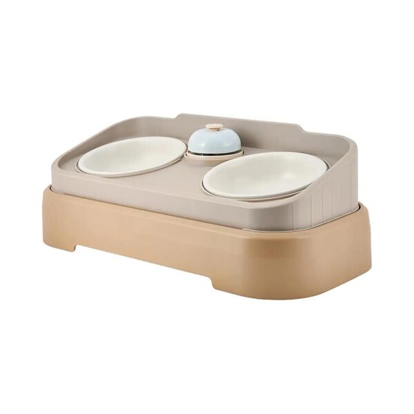 Raised Ceramic Dog Bowls with Slow Feeder and Bell for Interactive Dining Experience