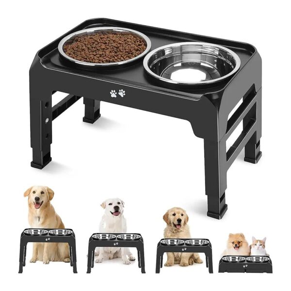 Raised Dog Bowl Stand for Large medium Dogs with Dual 50oz Stainless Steel Bowls