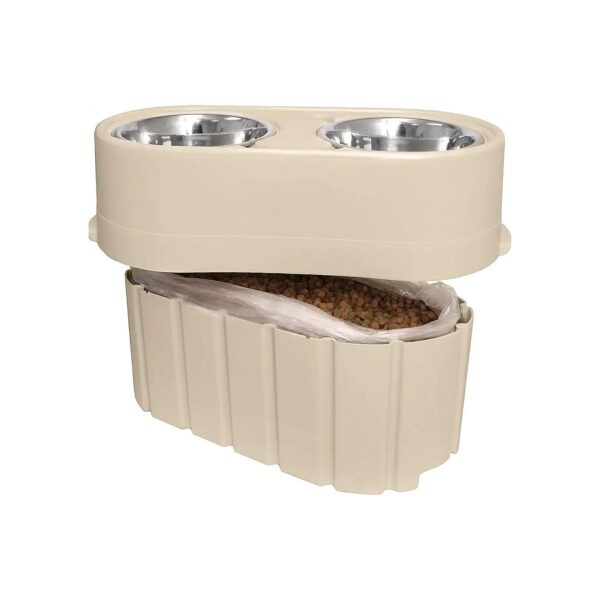 Raised Dog Bowl Stand with Storage Container for 8-12 inch Large Breed Dogs