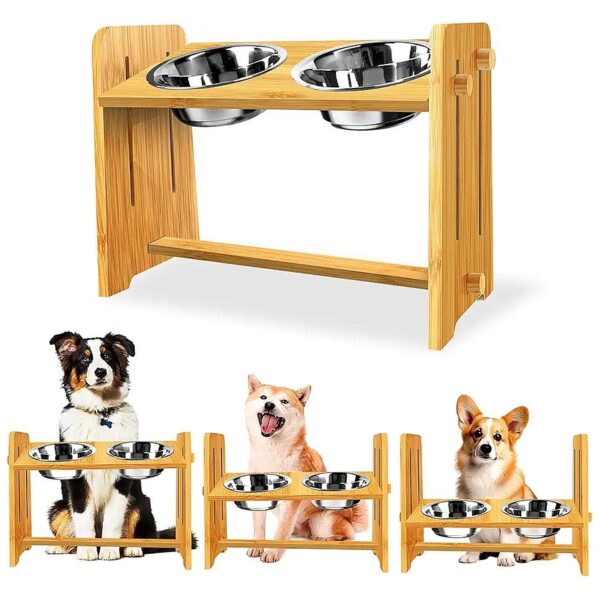 Raised Dog Bowls with Adjustable Height and Tilt Angle for Comfortable Eating Experiences