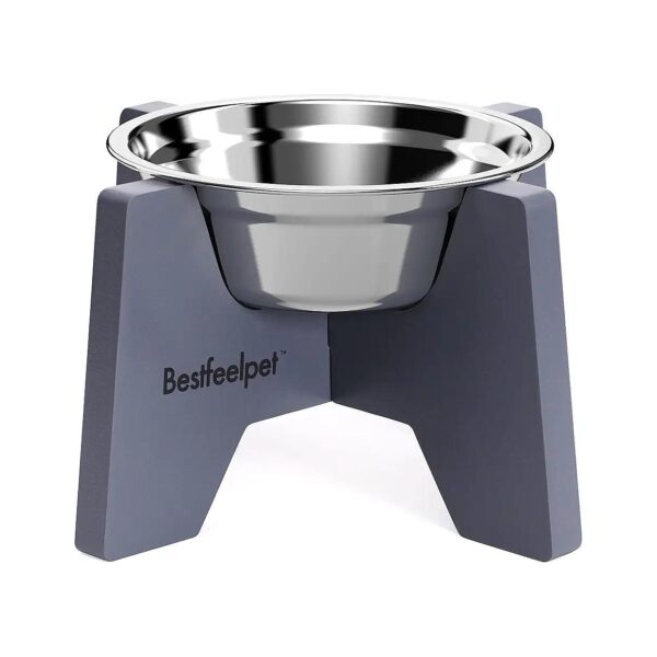 Raised Dog Food and Water Bowls with 7 inch Stainless Steel Bowl and Foldable Stand