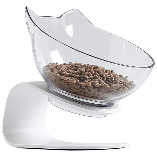 Raised Pet Food and Water Bowl with Tilted Neck Guard for Cats and Small Dogs