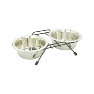 Raised Stainless Steel Dog Bowls with Wire Frame for Multiple Pets