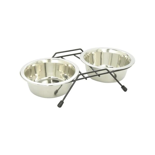 Raised Stainless Steel Dog Bowls with Wire Frame for Multiple Pets