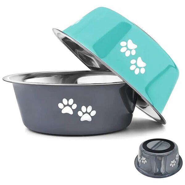 Raised Stainless Steel Dog Food and Water Bowls Set of 2 for Small to Medium Sized Dogs