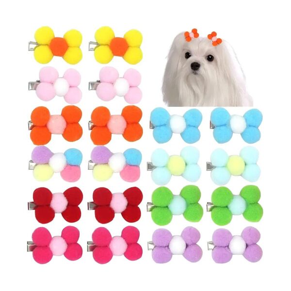 Random Color Flower Dog Hair Clips for Valentine's Day, St Patrick's Day, and Easter