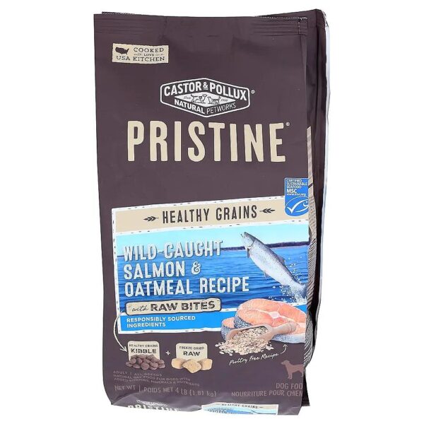 Raw Bites and Oatmeal Infused Salmon Flavored Dog Food for Multistage Training