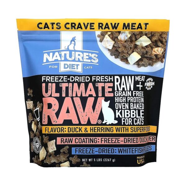 Raw Cat Kibble with Freeze-Dried Whole Whitefish, Duck Liver, and Bone Broth