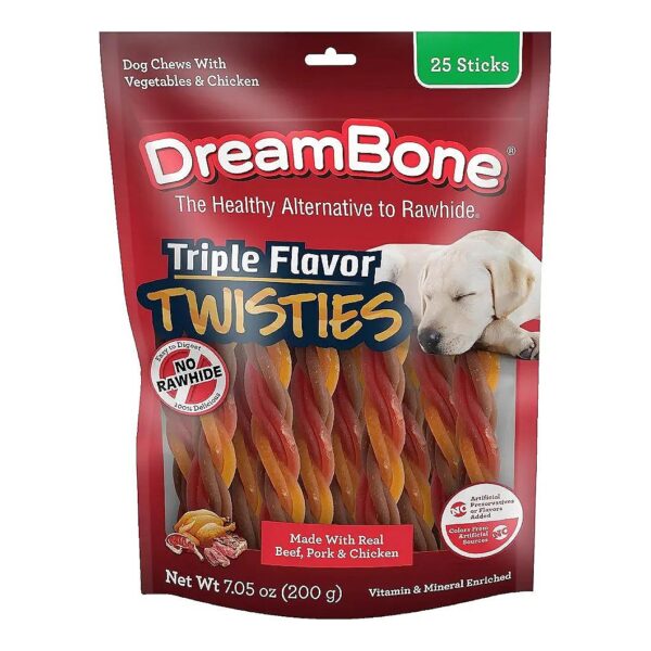 Rawhide-Free Real Meat Dog Chews with Triple Flavor