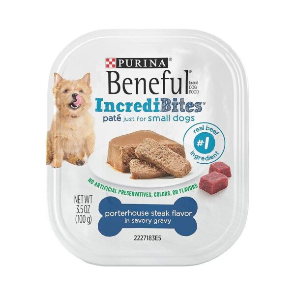 Real Beef Pate Wet Food for Small Dogs with Tender Texture and Gravy