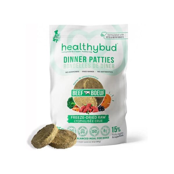 Real Beef Patty Dog Food for All Life Stages, Grain Free, High Protein, Dehydrated