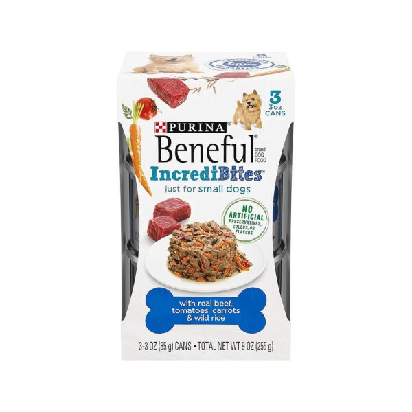 Real Beef Wet Dog Food with Gravy for Small Adult Dogs without Artificial Preservatives