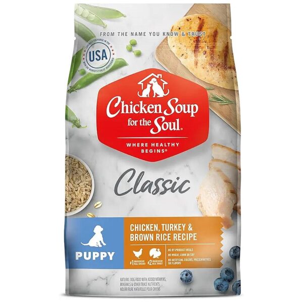 Real Chicken, Turkey, and Brown Rice Puppy Food with Omega Fatty Acids