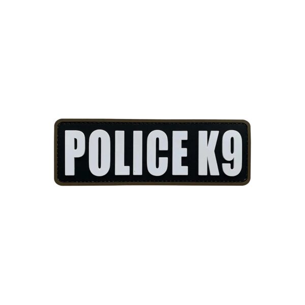 Realistic Police K9 Unit Patch, 6x2 inch Black and White, Made of Washable PVC Rubber