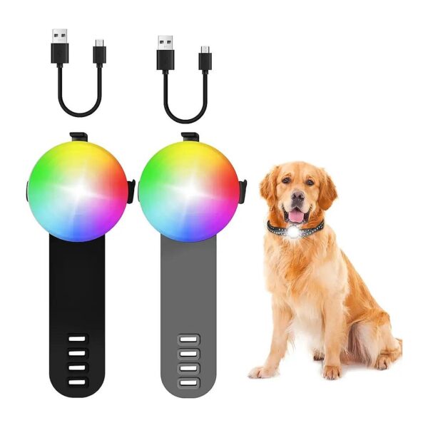 Rechargeable 4-Mode Dog Collar Light with 7 Color Changing Modes for Nighttime Safety