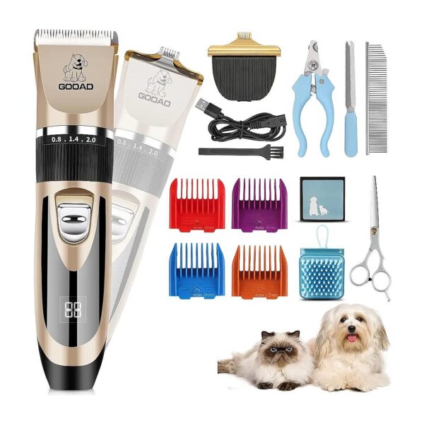 Rechargeable Dog Clippers and Trimmer Kit with Ceramic Blade and Easy Cleaning