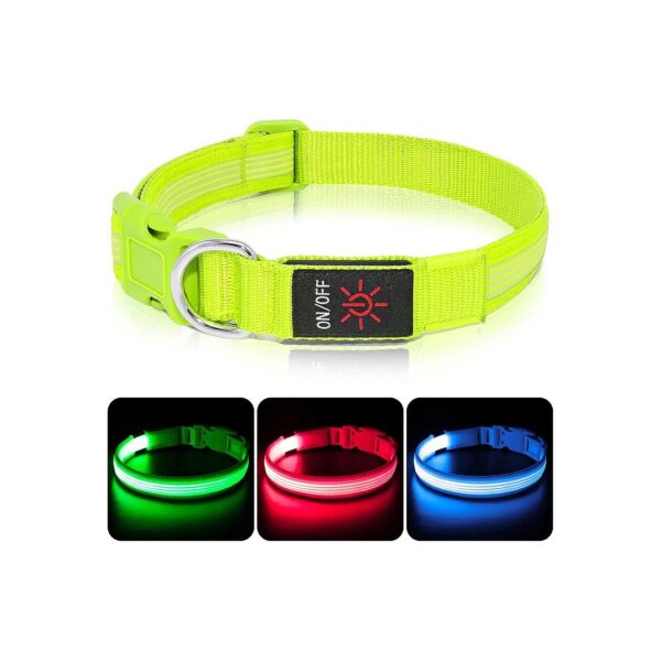 Rechargeable Glow in the Dark Dog Collar with Adjustable Size for Small Medium Large Dogs