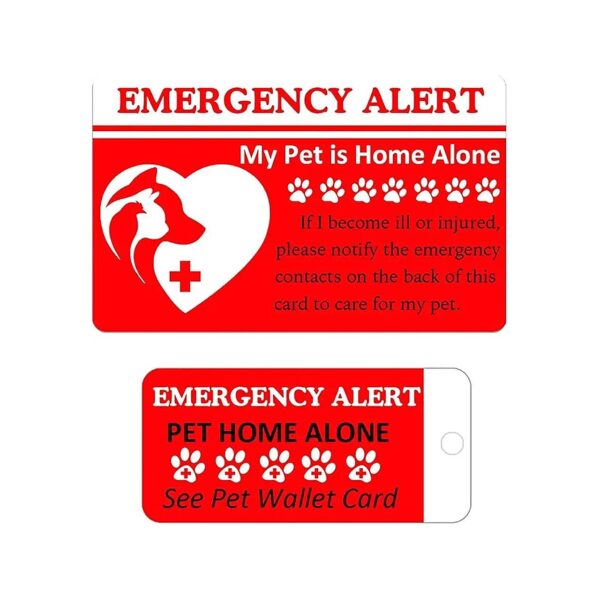 Rectangular Shape Pet Emergency Alert Cards and Key Tags for Home Alone Pets