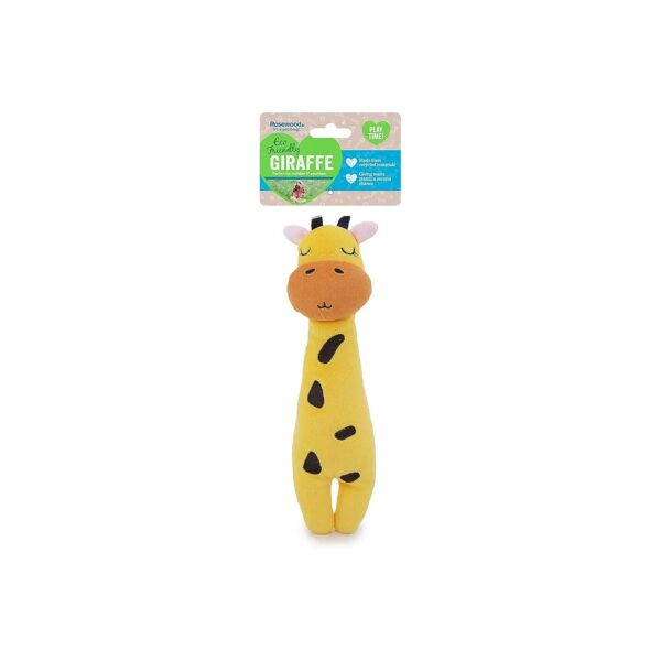 Recycled Plastic Giraffe Dog Toy with Squeaker and Odor Holding Abilities