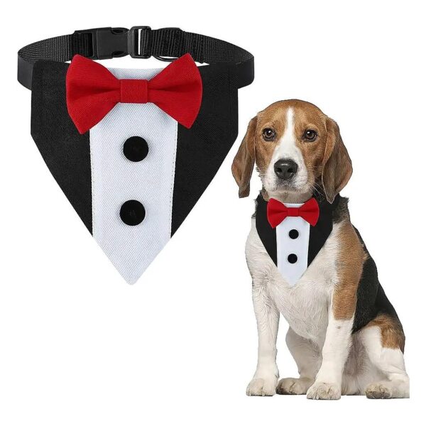 Red Adjustable Dog Tuxedo with Bow Tie Collar for Small Medium Large Boys Gift