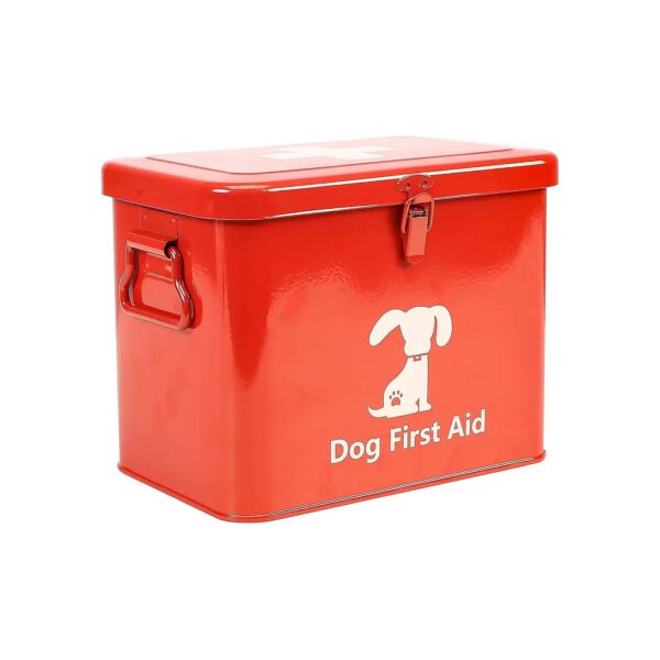 Red Compact First Aid Medicine Box for Dog Cat and Rabbit Pet Owners