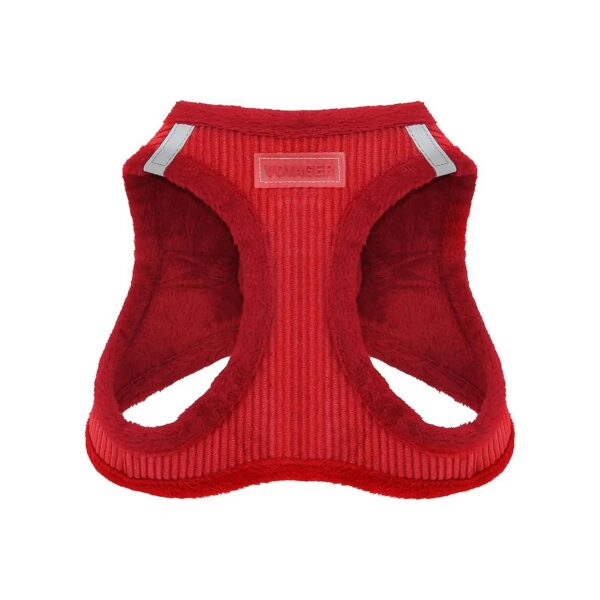 Red Corduroy Dog Harness for Small Medium Size Pets with Warm Plush Lining