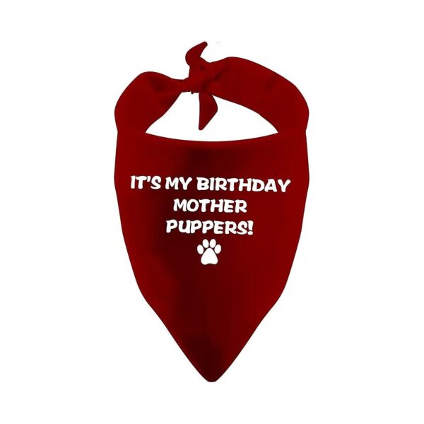 Red Dog Bandana with IT'S MY BIRTHDAY MOTHER PUPPERS Happy Birthday Print