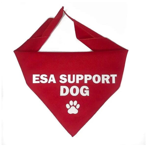 Red Emotional Support Dog Bandana for Small Dogs with ESA Message