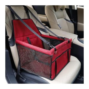 Red Folding Travel Dog Car Seat with Safety Harness Leash for Small Pets