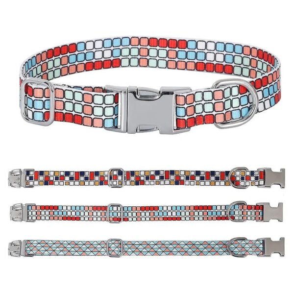 Red Green Metal Buckle Dog Collar for Small Medium Large Dogs