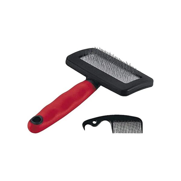 Red Grooming Tool Carding Brush For Medium Long Haired Animals