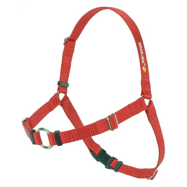 Red Nylon Dog Harness Wide Medium/Large for Front-Leash Walking Guidance