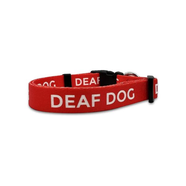 Red Nylon Hearing Impaired Dog Collar for Small Medium Large Dogs