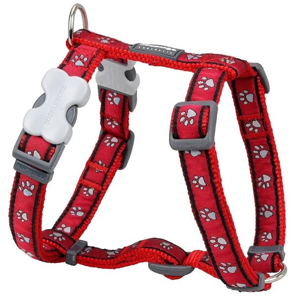 Red Pawprints Pattern Small Size Dog Nylon Webbing Harness