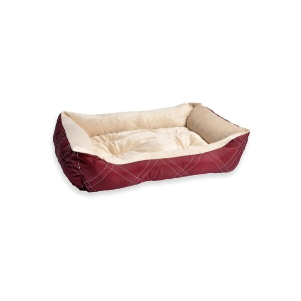 Red Reversible Pet Bed for Medium Breeds with Soft Polyester and Polyester Fiber Filling