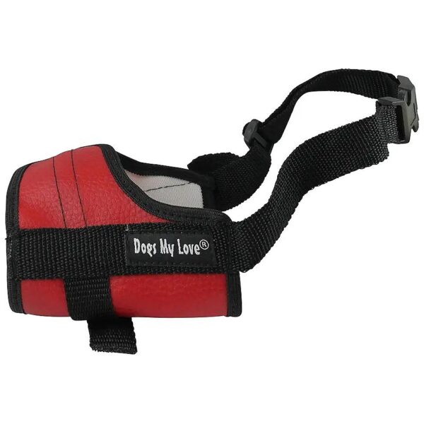 Red Soft-Padded Adjustable Dog Muzzle for Dogs of All Snout Sizes