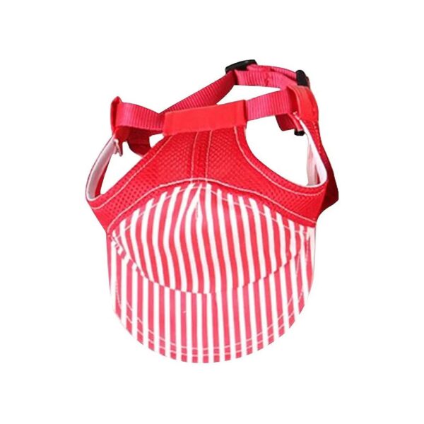 Red Stripe Fashionable Pet Dog Baseball Cap for Outdoor Travel and Sun Protection