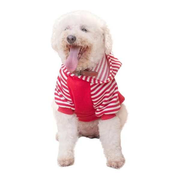 Red Striped Dog Hoodies for Pets - Hooded Sweatshirts with Soft and Stretchy Material