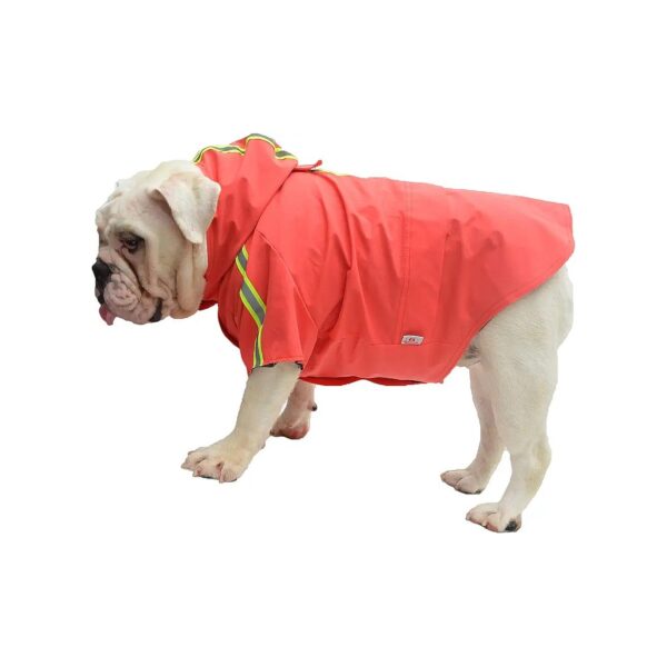 Red Waterproof Dog Rain Coat with Reflective Strip for Bulldog and Pitbull Breeds