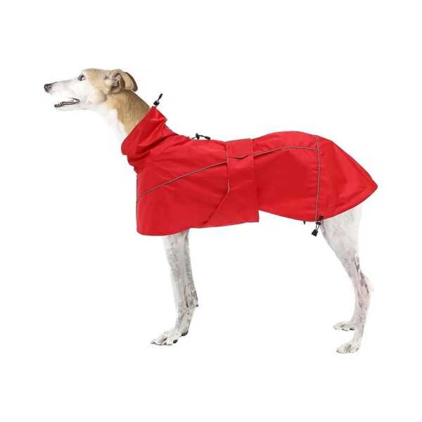 Red Waterproof Dog Raincoat with Drawstring and Adjustable Bands for Small Breed Dogs