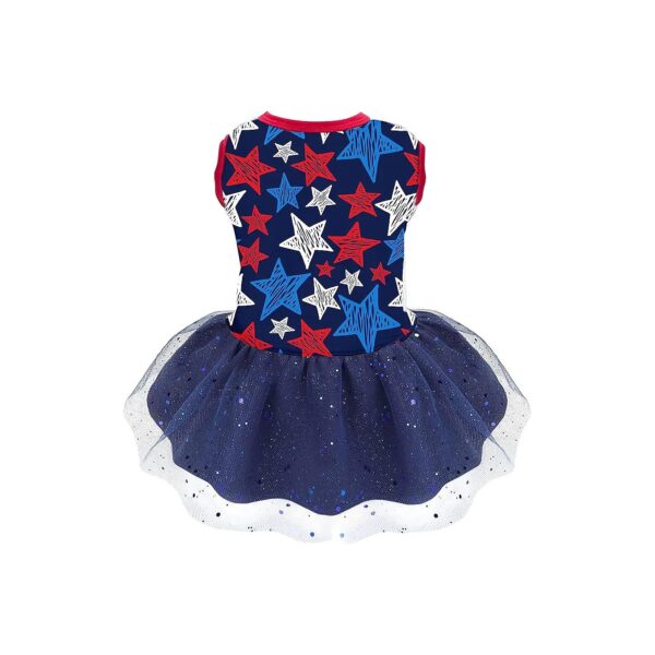 Red White Blue USA Stars Patriot Mesh Dress for Small Dogs 4th of July Costume