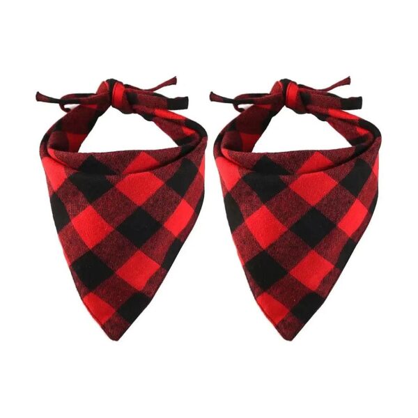 Red and Black Plaid Dog Bandanas 2 Pack for Large and Small Dogs Daily Use