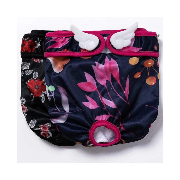 Red and Flower Printed Dog Diaper Wraps for Unisex Canines with Super Absorbent Pads