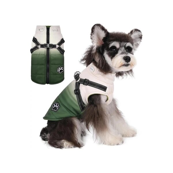 Reflective Adjustable Harness Dog Coats Small to Medium Breeds Polyester Fabric Green