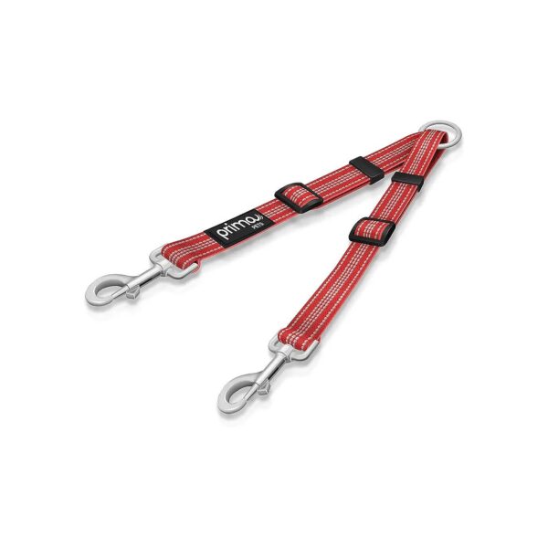 Reflective Adjustable Large Red Nylon Dog Leash Coupler for Two Medium to Large Dogs