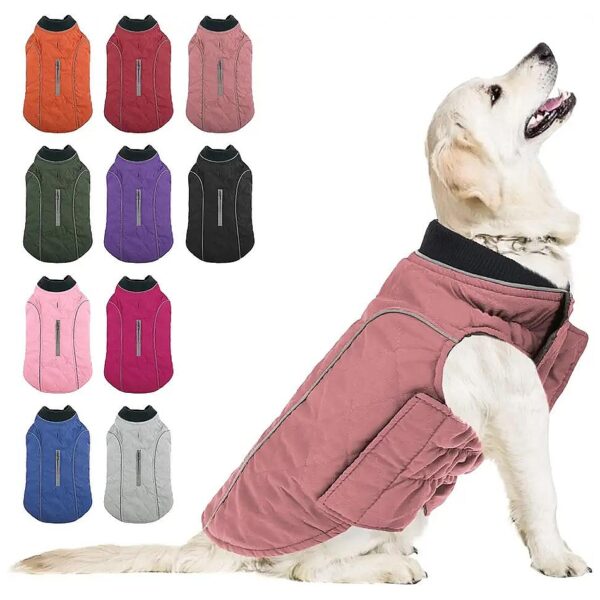 Reflective Adjustable Windproof Dog Snow Jacket Vest for Large Breed Dogs Pink X-Large