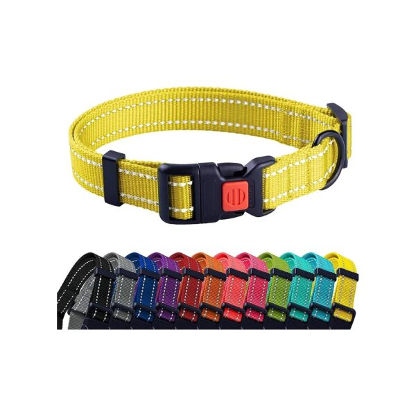 Reflective Dog Collar for Small Large Dogs Nylon Quick Release Buckle Yellow