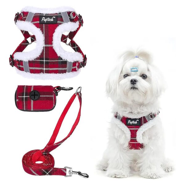 Reflective No Pull Dog Harness and Leash Set with Plush Lining for Small to Medium Dogs