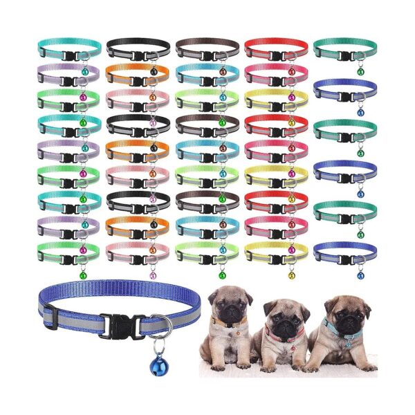 Reflective Nylon Puppy Collars for Litter Puppies with Bells and Adjustable Size Kit